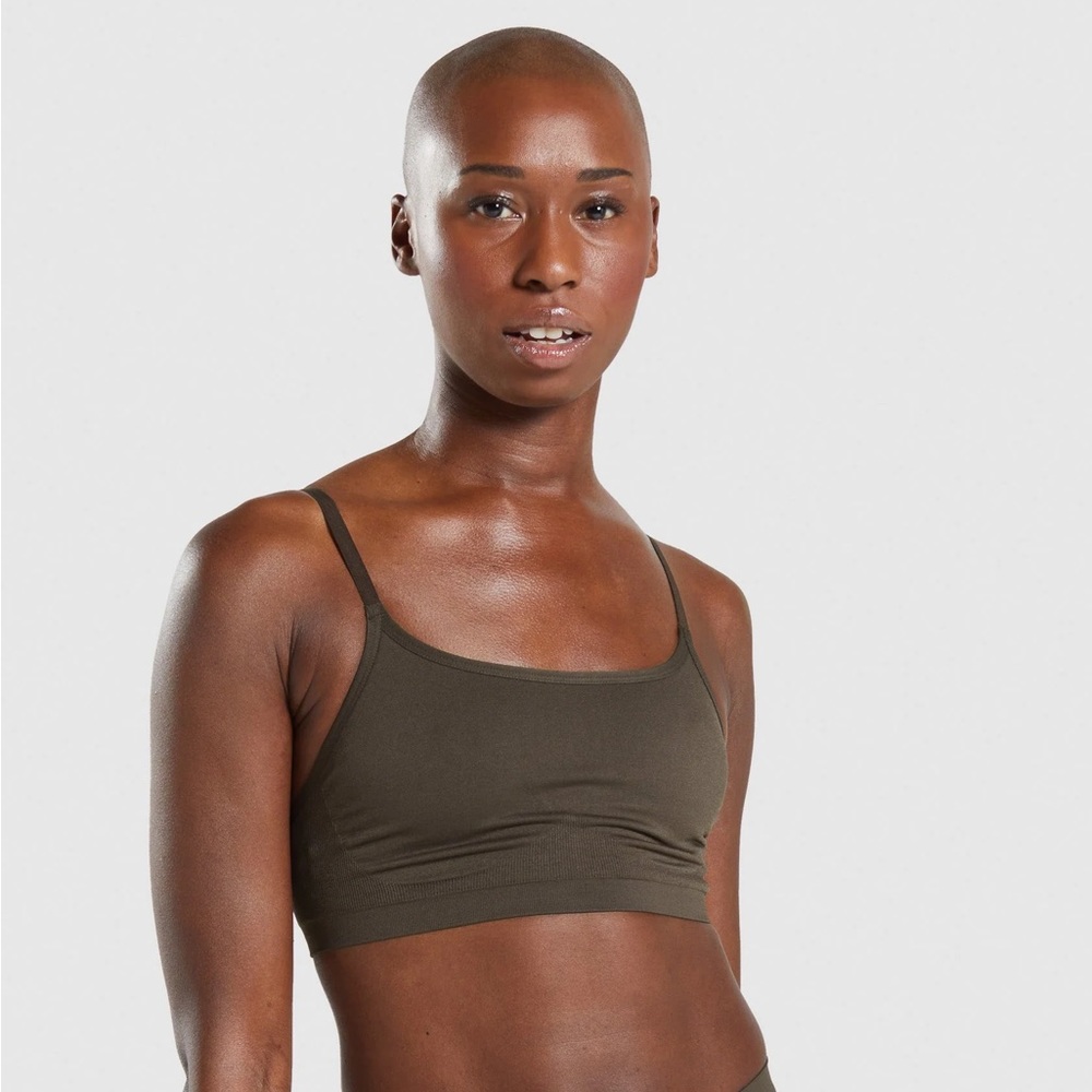 Gymshark Seamless Scoop Neck Bralette - Espresso Brown - Size Medium